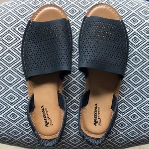 Arizona Black Sling back Sandals- Never worn.